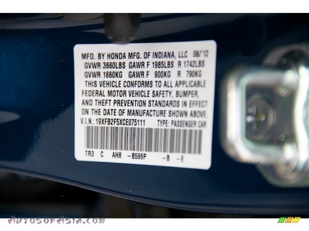 2012 Civic LX Sedan - Dyno Blue Pearl / Gray photo #27