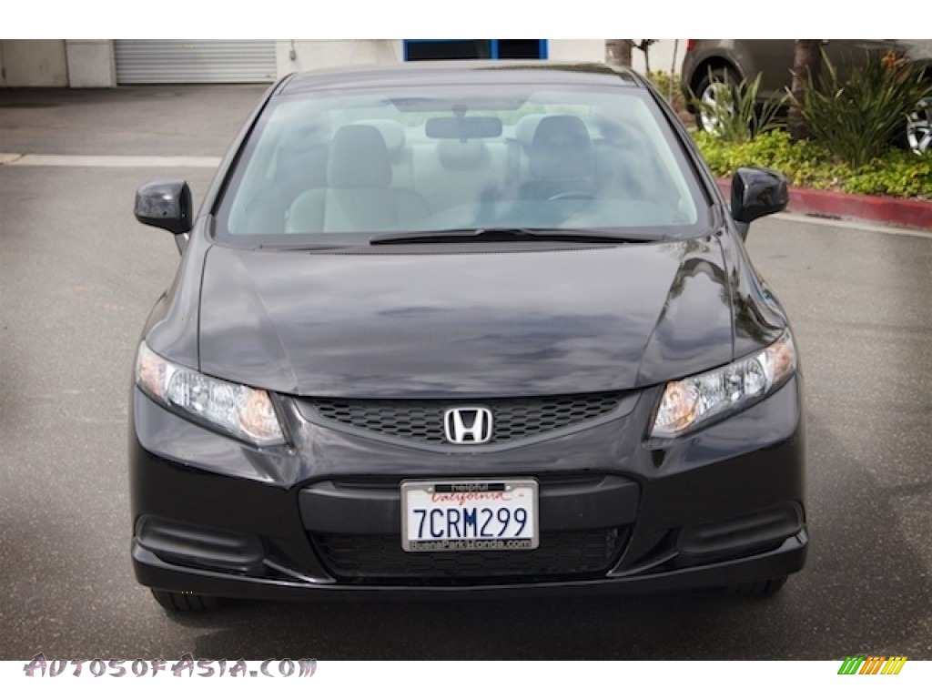 2013 Civic LX Coupe - Crystal Black Pearl / Gray photo #7