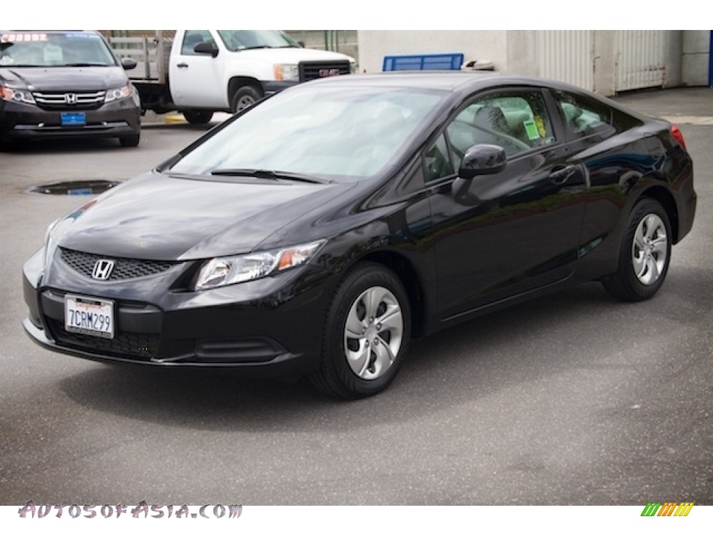 2013 Civic LX Coupe - Crystal Black Pearl / Gray photo #8