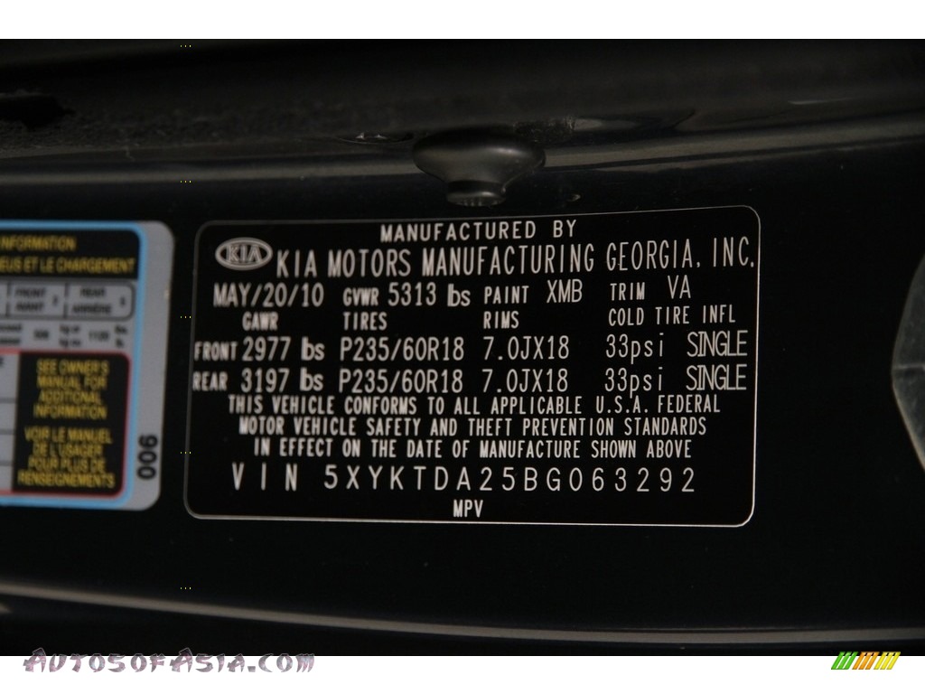 2011 Sorento LX V6 AWD - Pacific Blue / Black photo #16