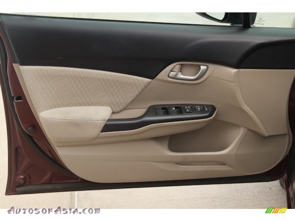 2014 Civic LX Sedan - Crimson Pearl / Beige photo #20