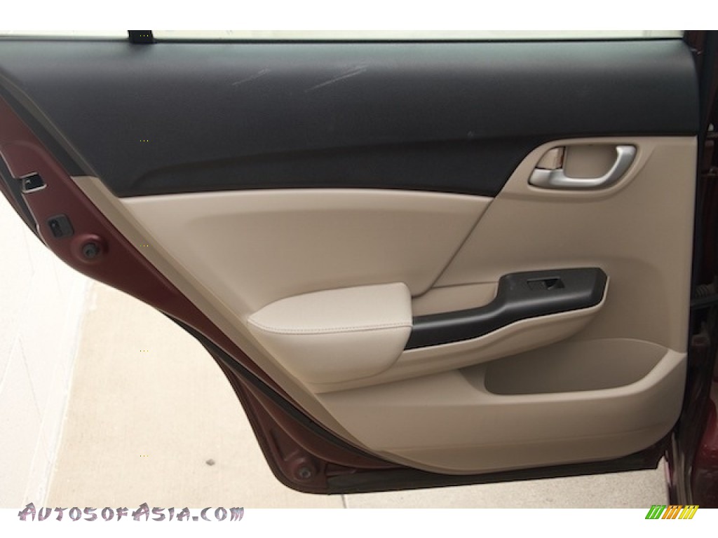 2014 Civic LX Sedan - Crimson Pearl / Beige photo #21