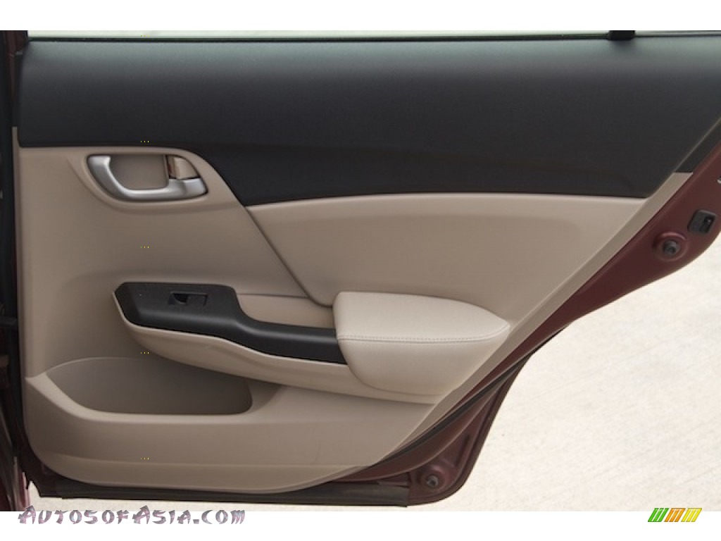 2014 Civic LX Sedan - Crimson Pearl / Beige photo #22