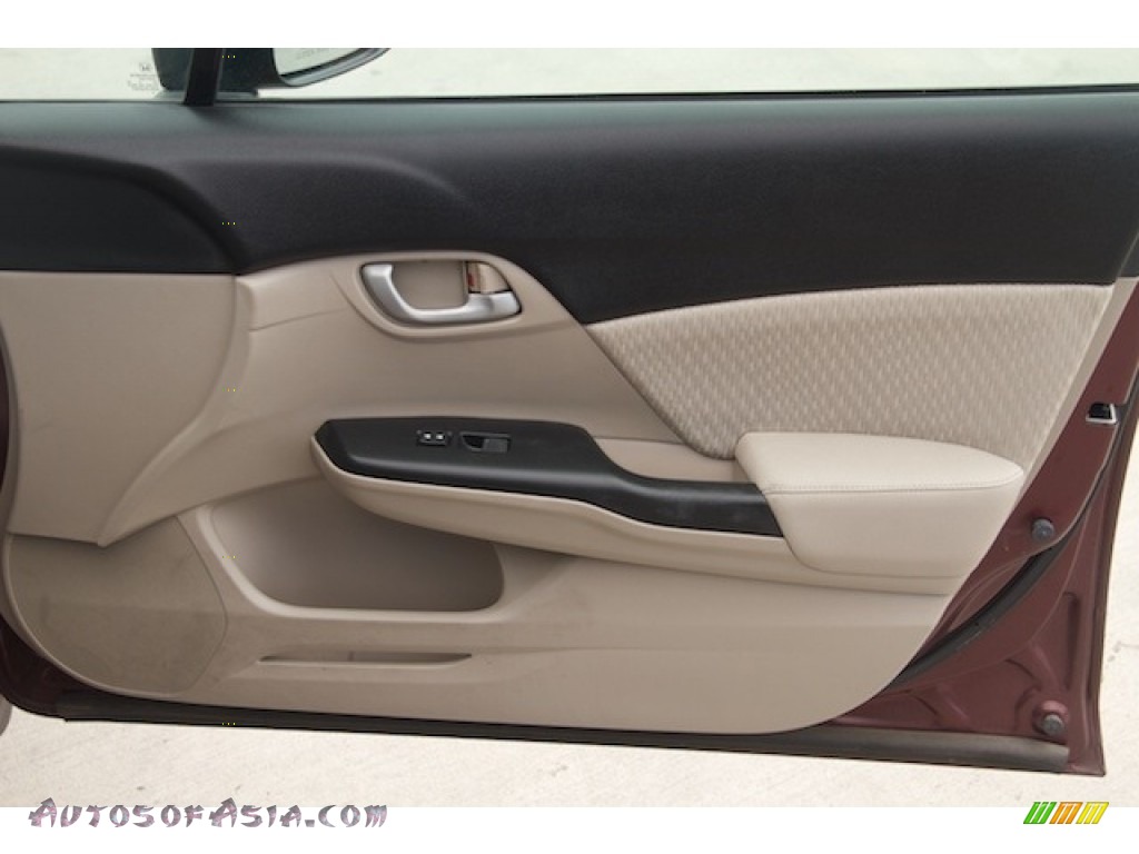 2014 Civic LX Sedan - Crimson Pearl / Beige photo #23