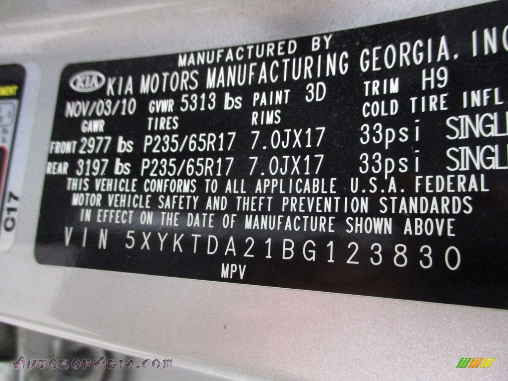 2011 Sorento LX V6 AWD - Titanium Silver / Gray photo #19