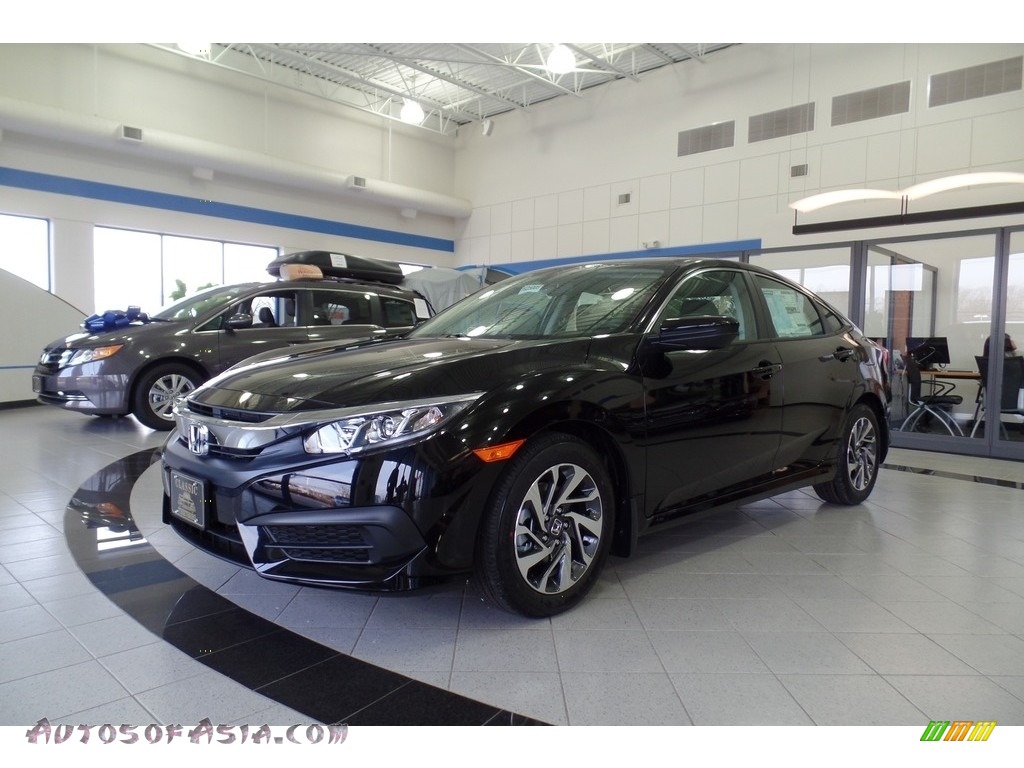Crystal Black Pearl / Black Honda Civic EX Sedan