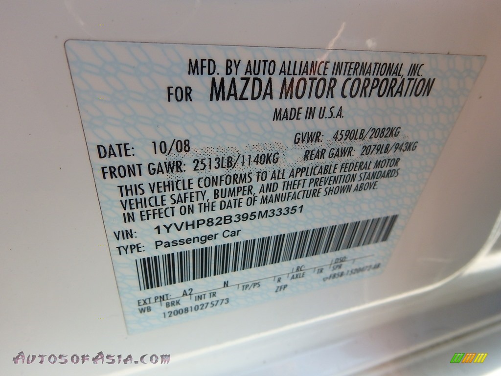 2009 MAZDA6 s Touring - Performance White / Black photo #14