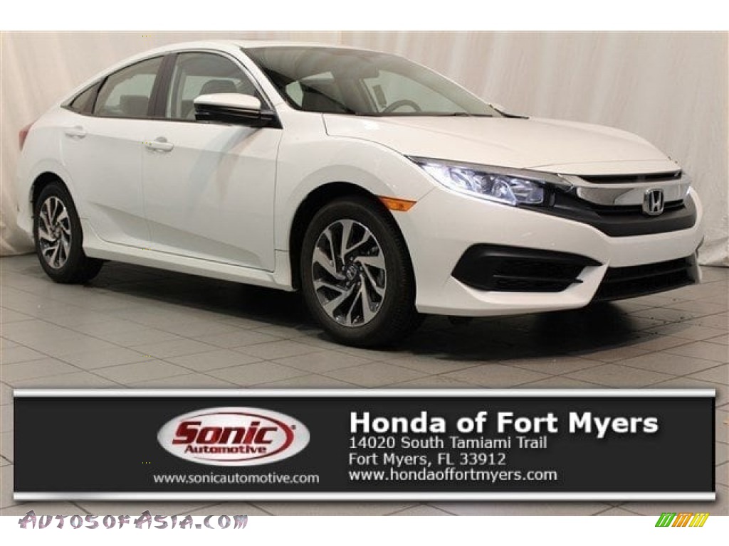 White Orchid Pearl / Ivory Honda Civic EX Sedan