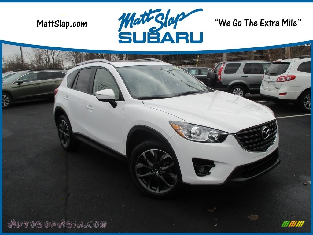 Crystal White Pearl Mica / Parchment Mazda CX-5 Grand Touring AWD