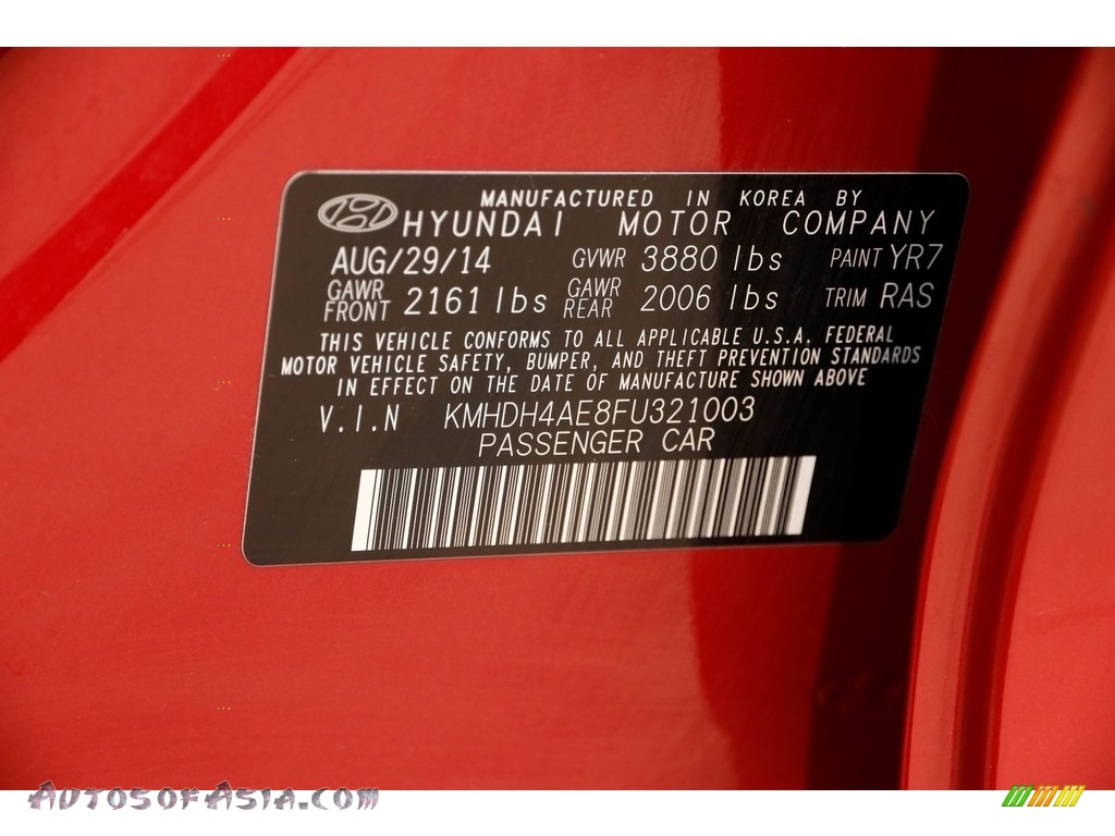 2015 Elantra SE Sedan - Geranium Red / Gray photo #18