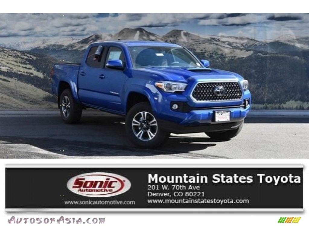 2018 Tacoma TRD Sport Double Cab 4x4 - Blazing Blue Pearl / Cement Gray photo #1
