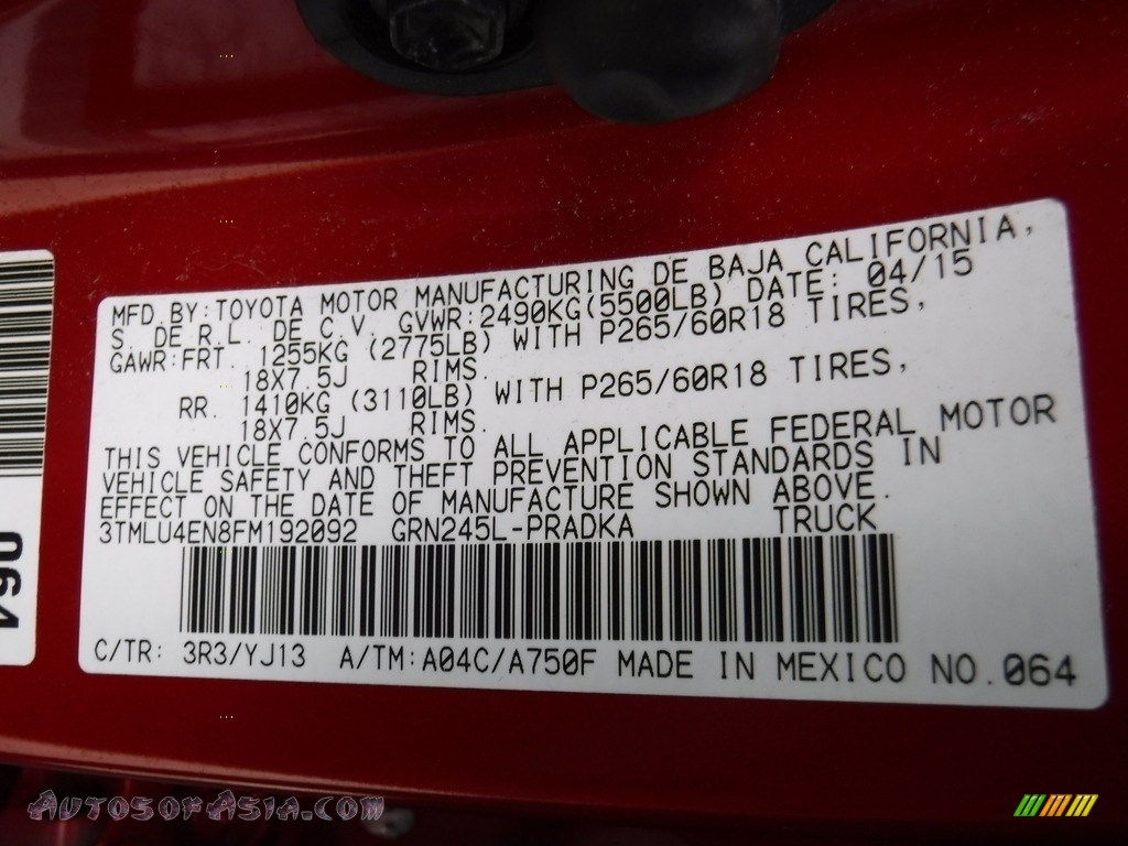 2015 Tacoma V6 Double Cab 4x4 - Barcelona Red Metallic / Graphite photo #27