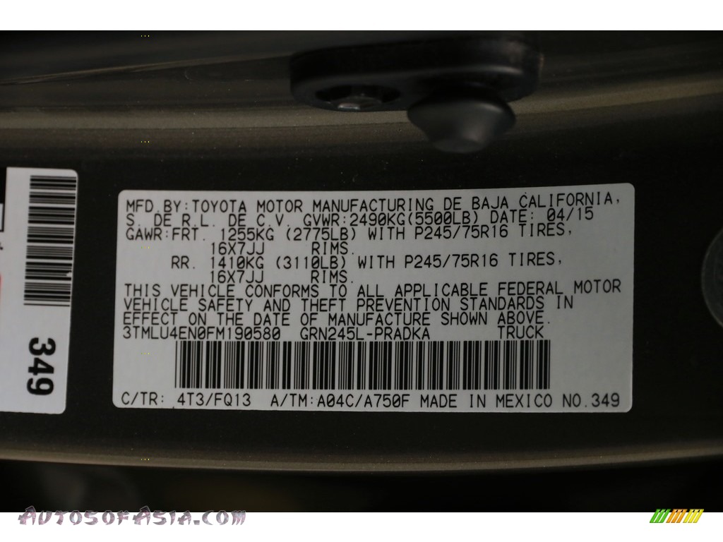 2015 Tacoma V6 Double Cab 4x4 - Pyrite Mica / Graphite photo #19