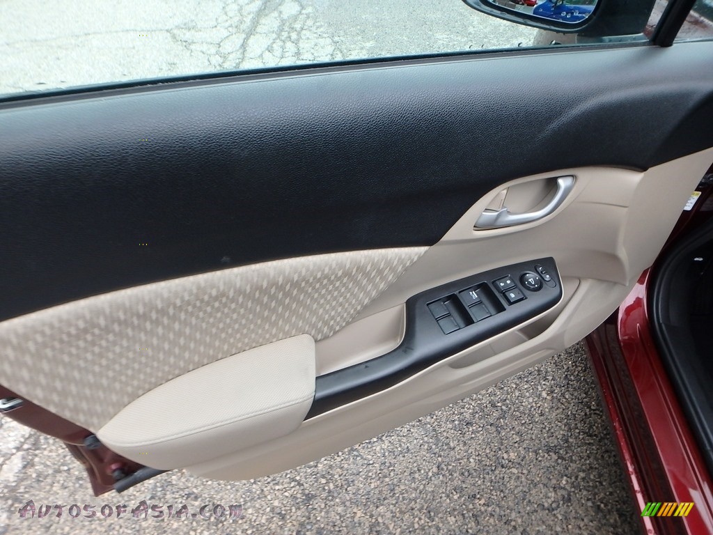 2015 Civic LX Sedan - Crimson Pearl / Beige photo #19