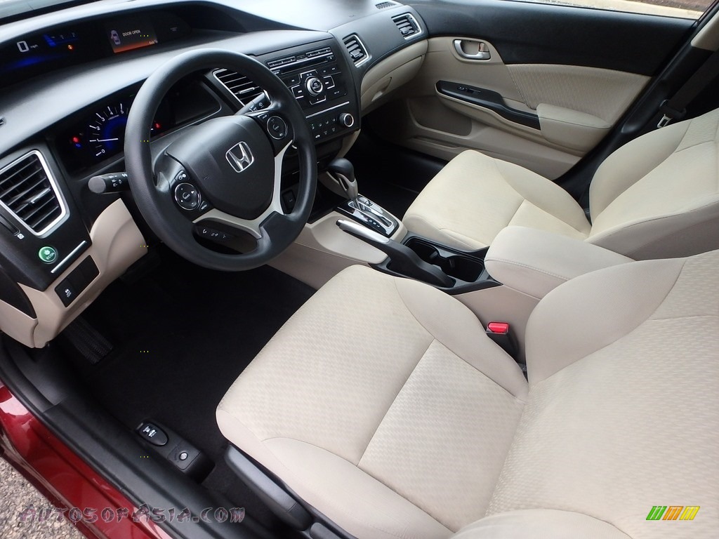 2015 Civic LX Sedan - Crimson Pearl / Beige photo #20