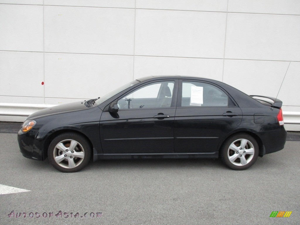 2009 Spectra EX Sedan - Ebony Black / Gray photo #2