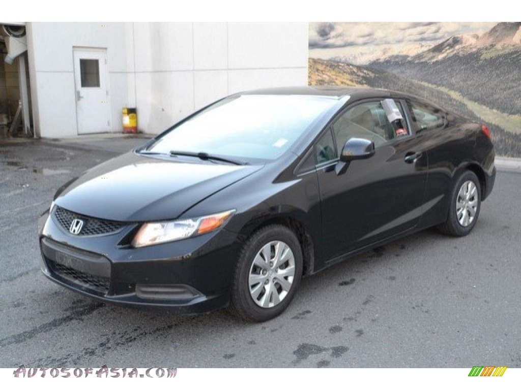 2012 Civic LX Coupe - Crystal Black Pearl / Gray photo #2