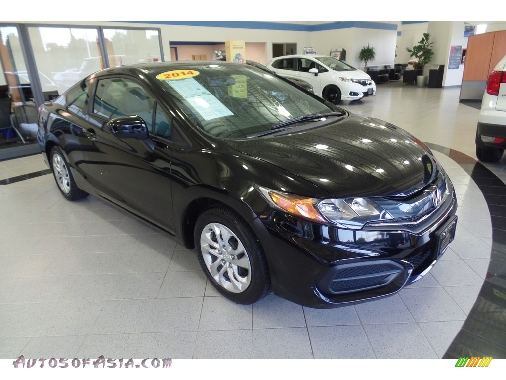 2014 Civic LX Coupe - Crystal Black Pearl / Gray photo #3