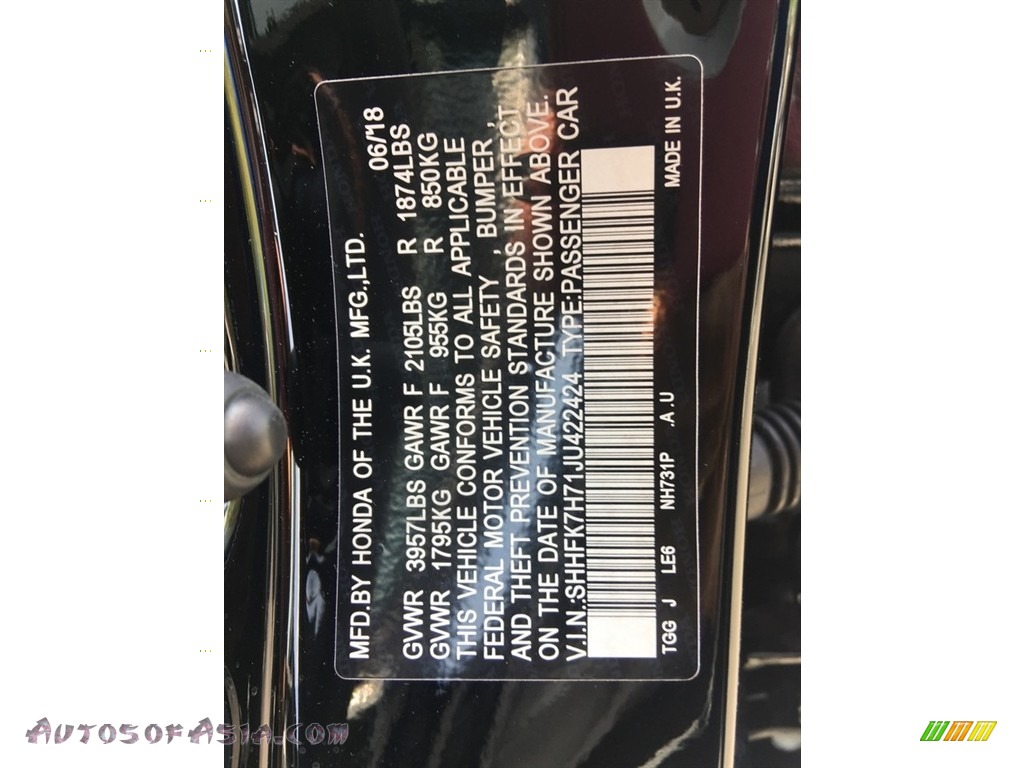 2018 Civic EX-L Navi Hatchback - Crystal Black Pearl / Black photo #27