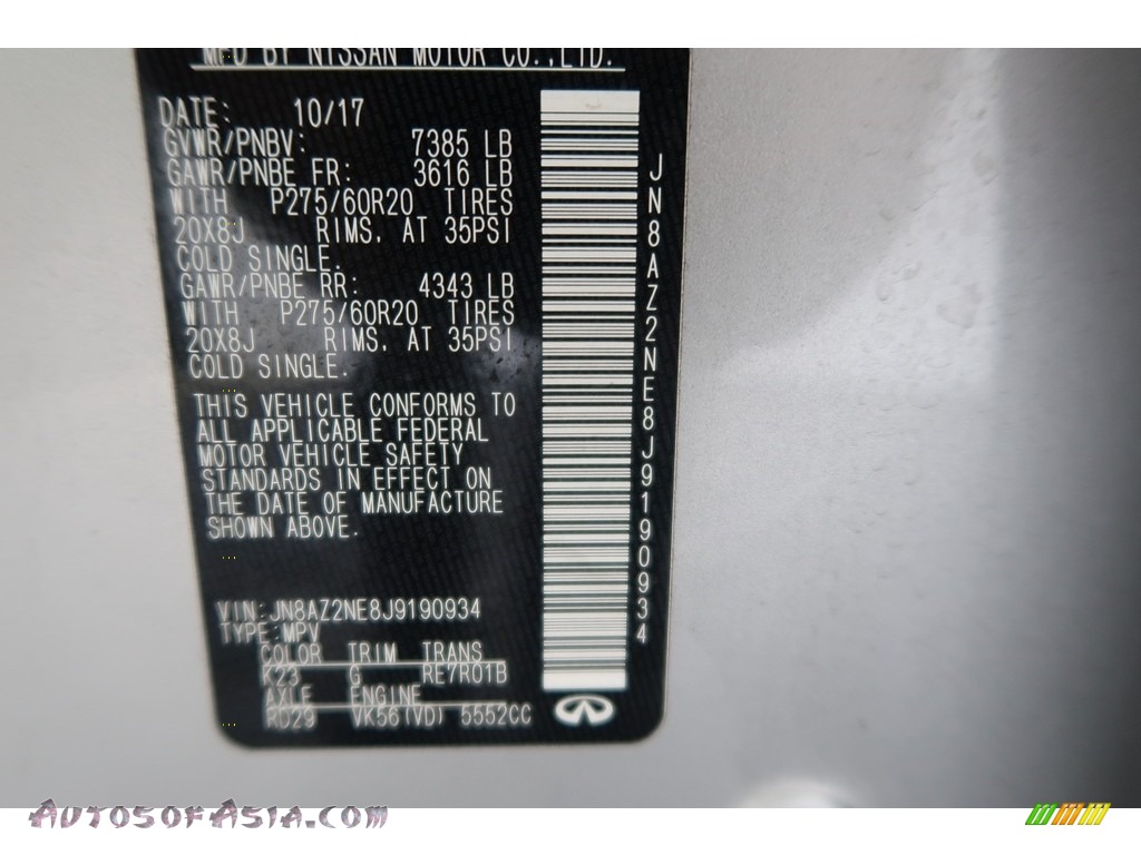 2018 QX80 AWD - Liquid Platinum / Graphite photo #47