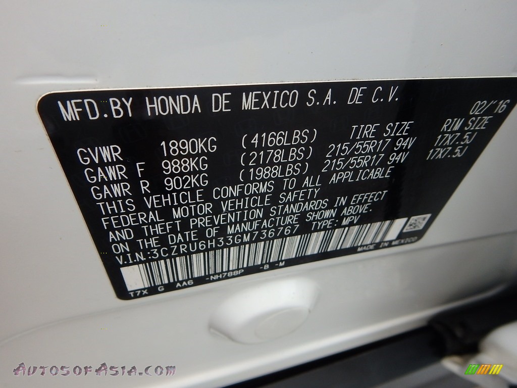 2016 HR-V LX AWD - White Orchid Pearl / Gray photo #28