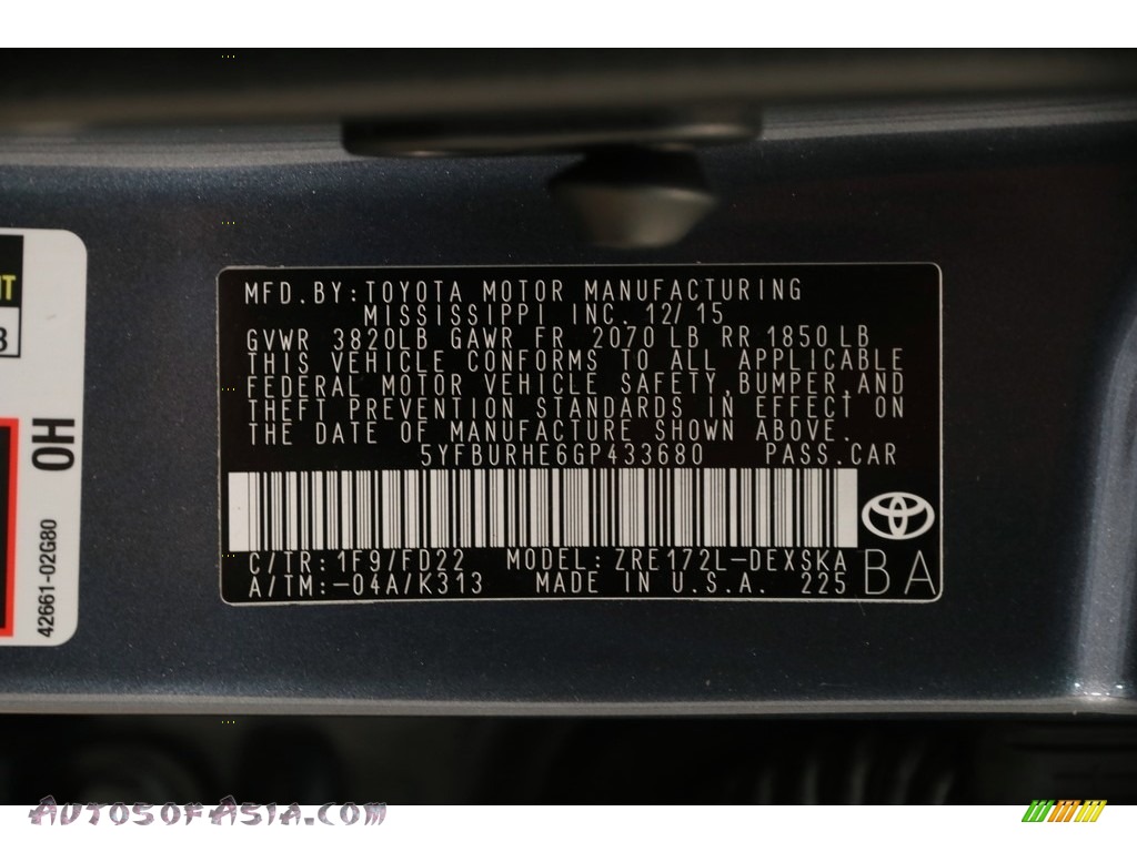 2016 Corolla S Plus - Slate Metallic / Black photo #20