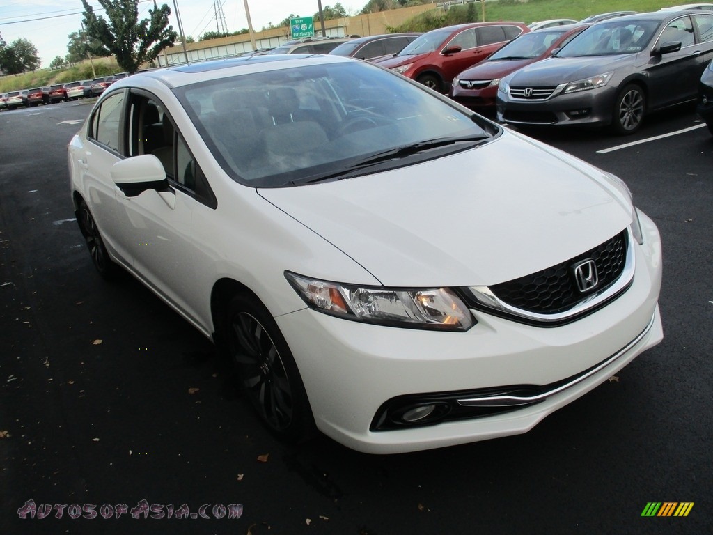2014 Civic EX-L Sedan - White Orchid Pearl / Beige photo #7