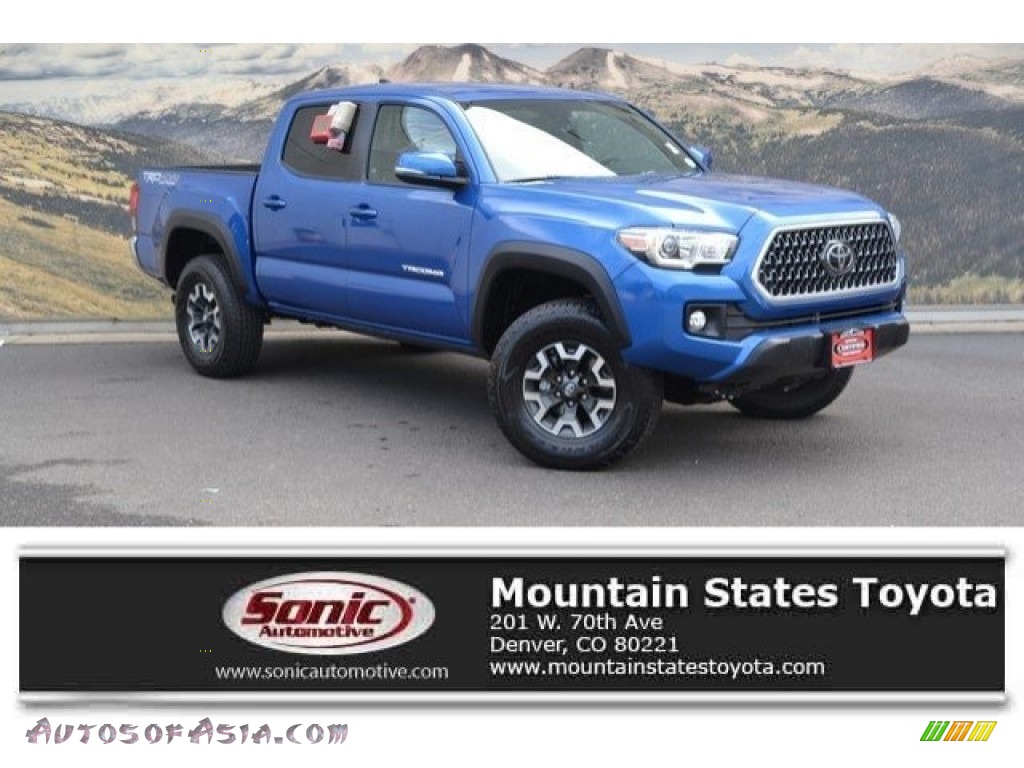 Blazing Blue Pearl / Cement Gray Toyota Tacoma TRD Off Road Double Cab 4x4