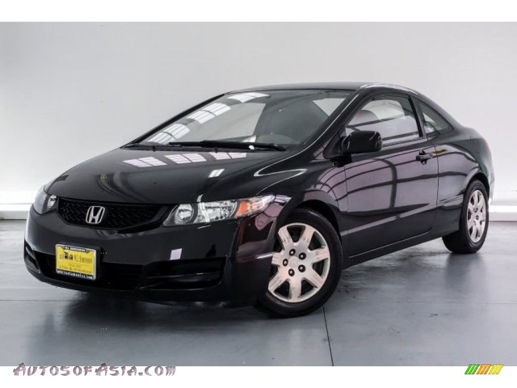 2009 Civic LX Coupe - Crystal Black Pearl / Gray photo #12