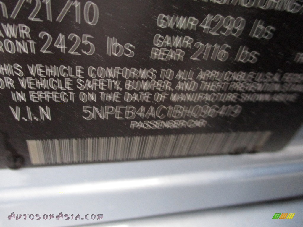 2011 Sonata GLS - Iridescent Silver Blue Metallic / Gray photo #19
