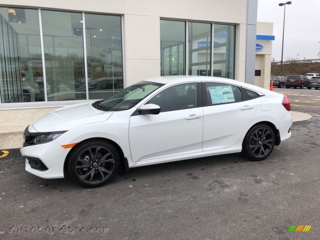 2019 Civic Sport Sedan - Platinum White Pearl / Black photo #2