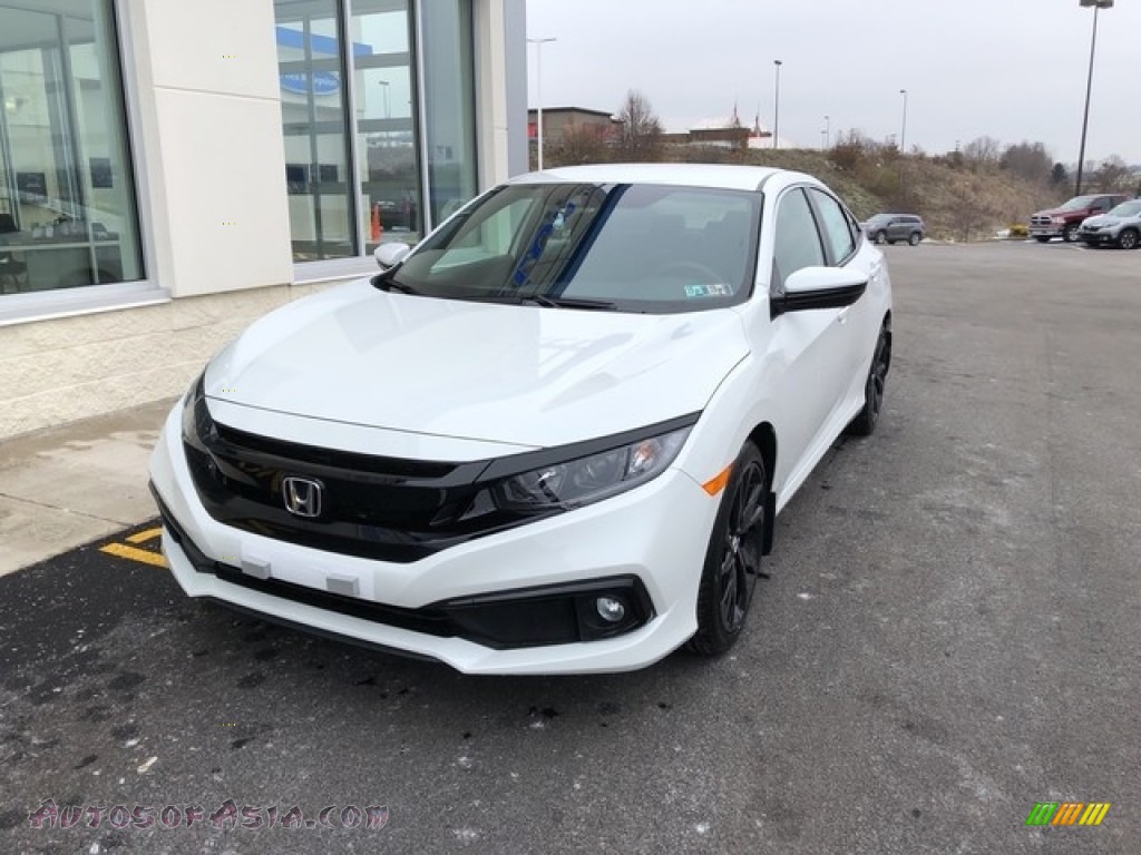 2019 Civic Sport Sedan - Platinum White Pearl / Black photo #3
