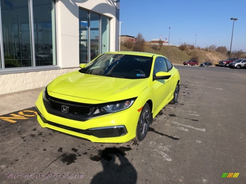 2019 Civic LX Coupe - Tonic Yellow Pearl / Black photo #3