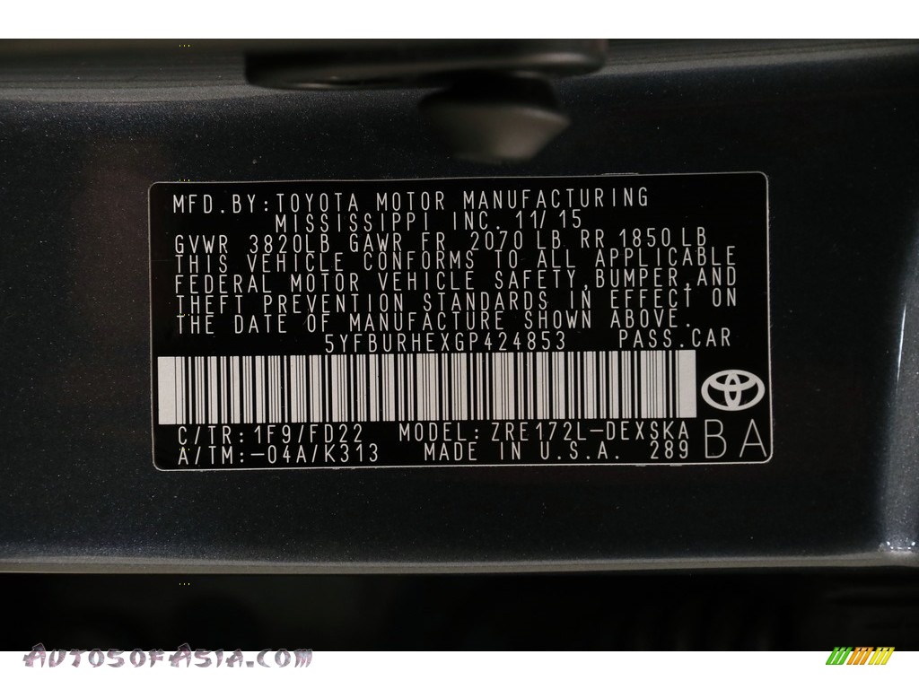 2016 Corolla S Plus - Slate Metallic / Black photo #19