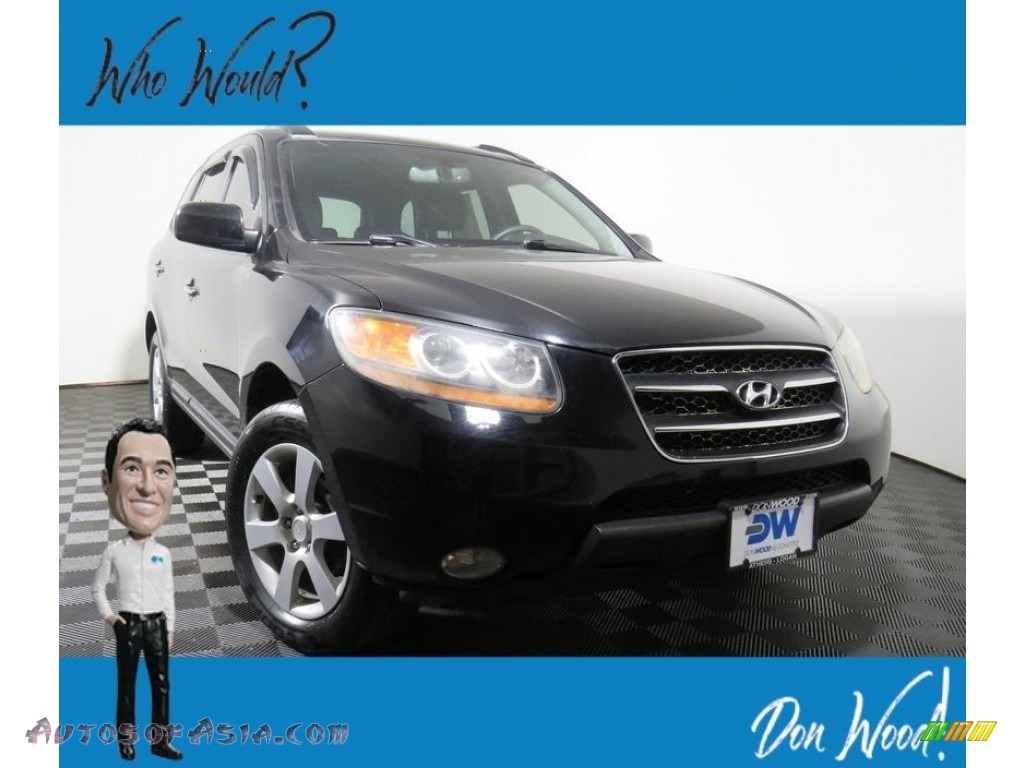 2009 Santa Fe Limited 4WD - Ebony Black / Black photo #1