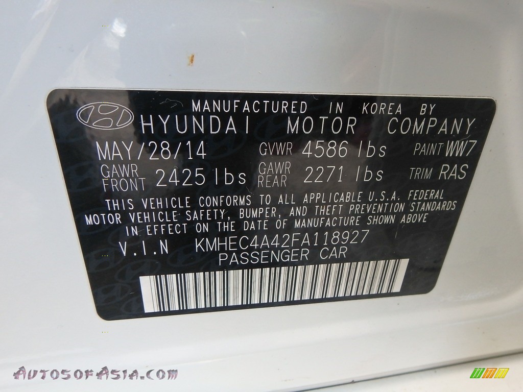2015 Sonata Hybrid Limited - Diamond White Pearl / Gray photo #22