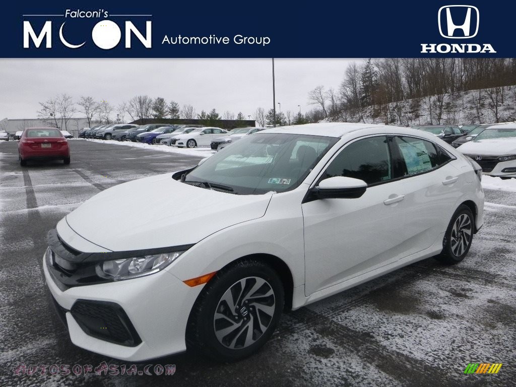 2019 Civic LX Hatchback - White Orchid Pearl / Black photo #1