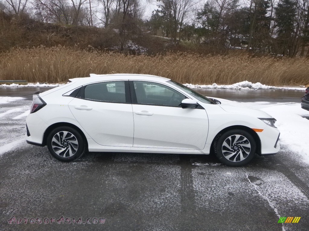2019 Civic LX Hatchback - White Orchid Pearl / Black photo #6