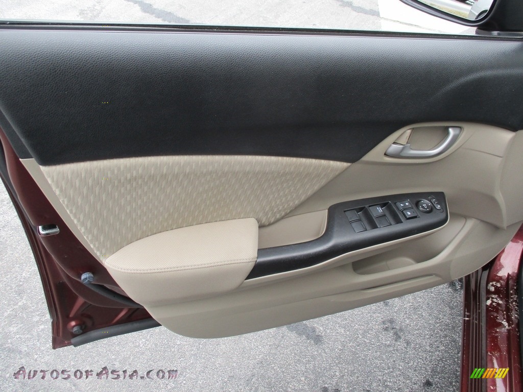 2015 Civic LX Sedan - Crimson Pearl / Beige photo #10