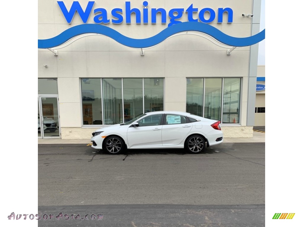 2019 Civic Sport Sedan - Platinum White Pearl / Black photo #1