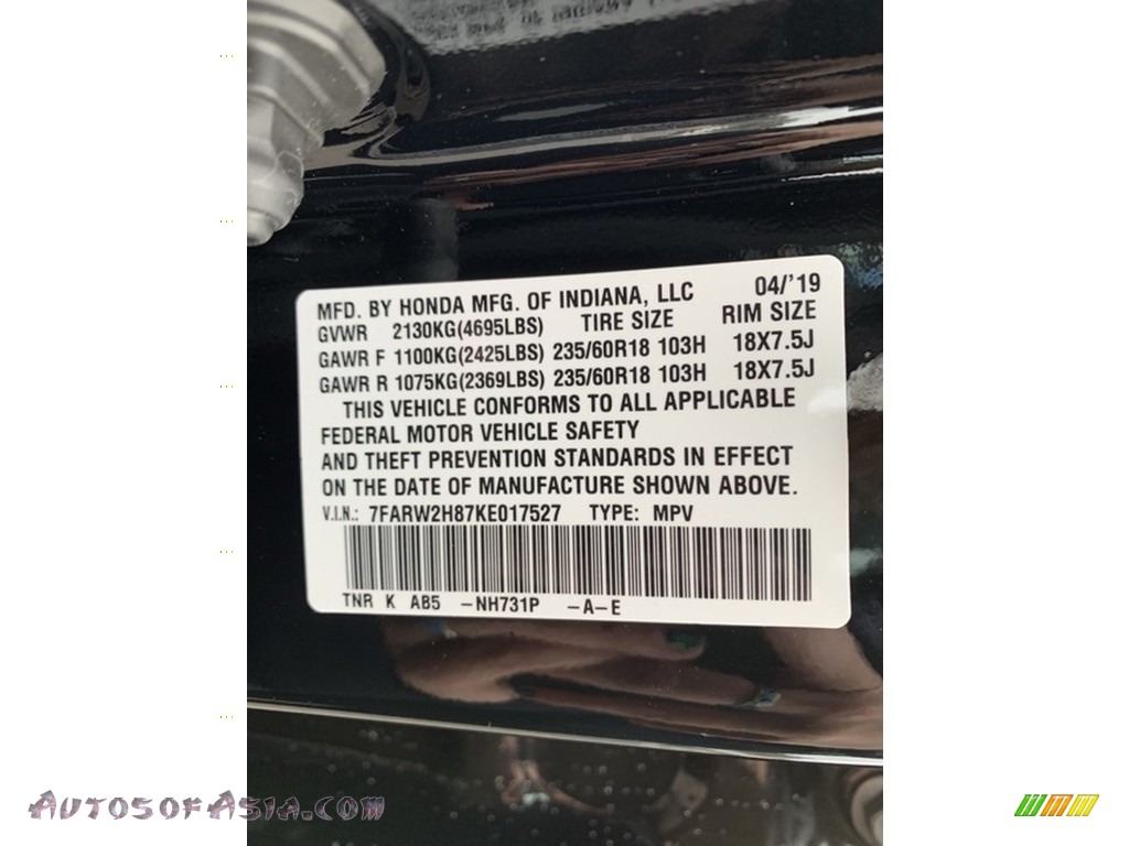 2019 CR-V EX-L AWD - Crystal Black Pearl / Gray photo #14