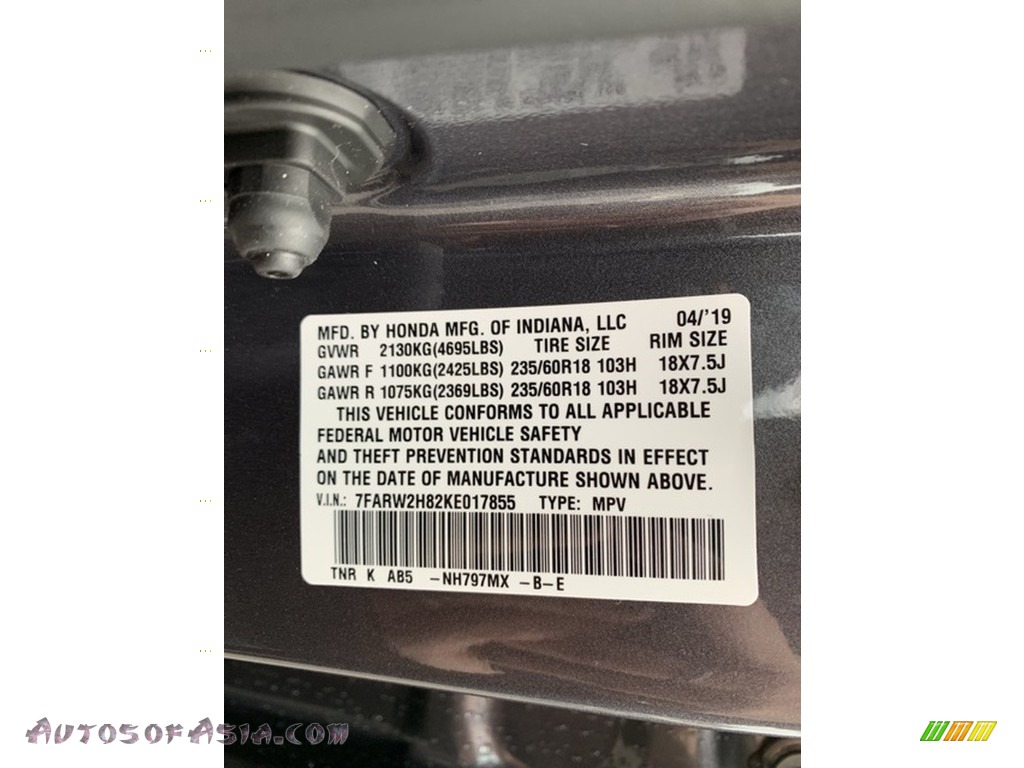 2019 CR-V EX-L AWD - Modern Steel Metallic / Gray photo #14