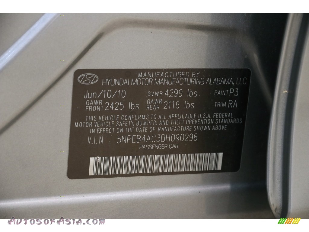2011 Sonata GLS - Harbor Gray Metallic / Gray photo #19
