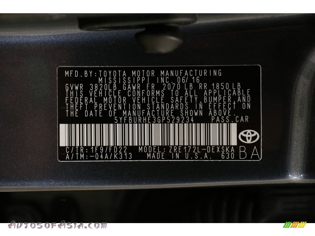 2016 Corolla S Plus - Slate Metallic / Black photo #18