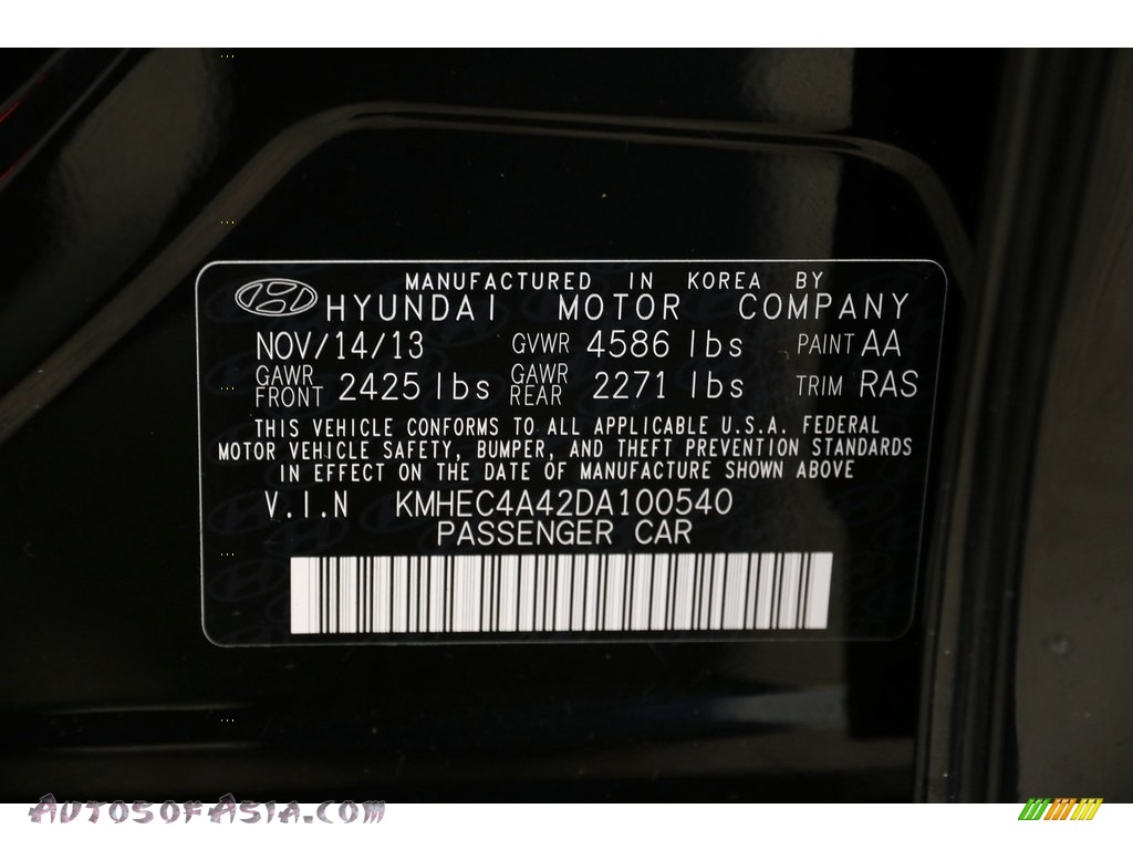 2013 Sonata Hybrid Limited - Black Onyx Pearl / Gray photo #24