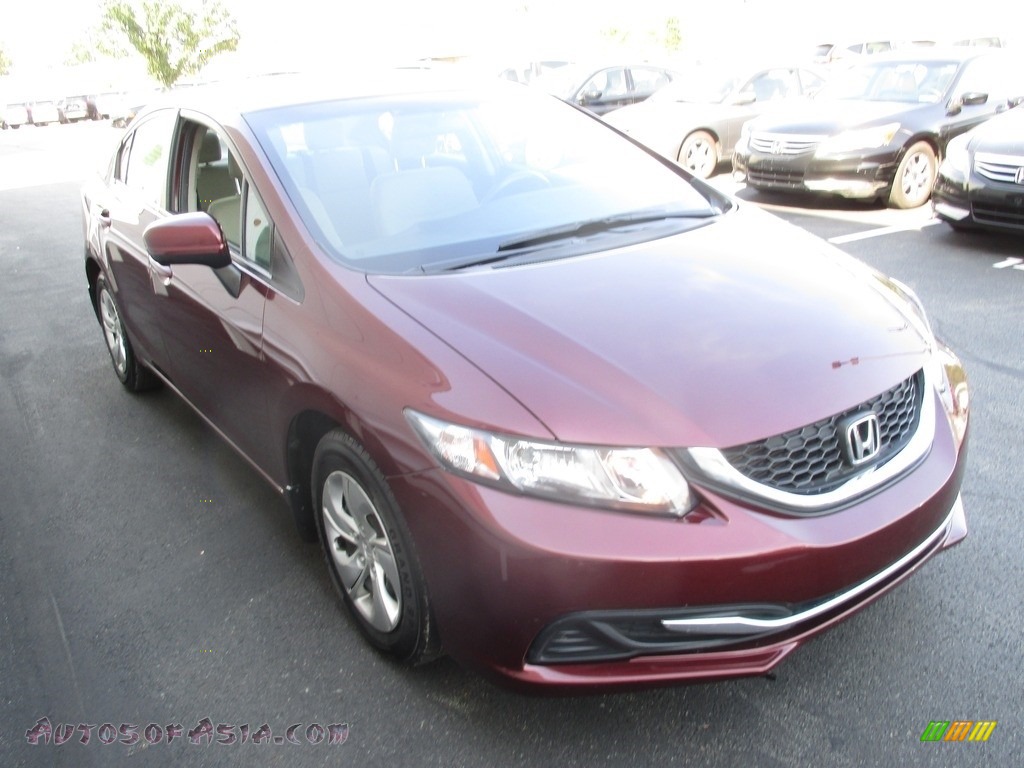 2014 Civic LX Sedan - Crimson Pearl / Beige photo #7