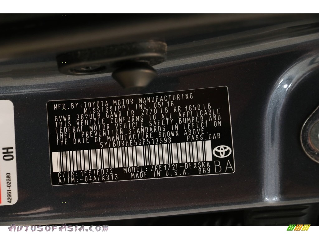 2016 Corolla S Plus - Slate Metallic / Black photo #16