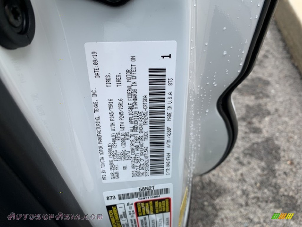 2020 Tacoma SR Access Cab 4x4 - Super White / Cement photo #13