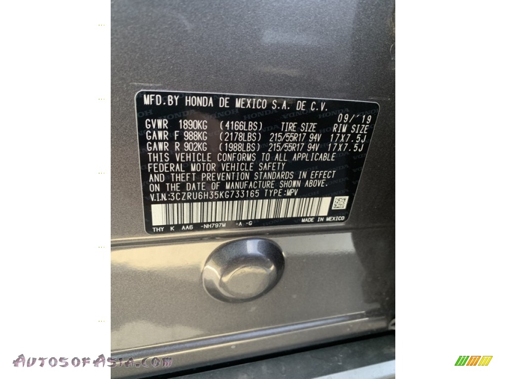 2019 HR-V LX AWD - Modern Steel Metallic / Black photo #9