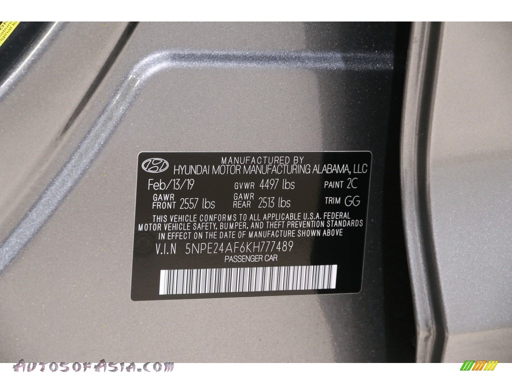 2019 Sonata SE - Machine Gray / Gray photo #21